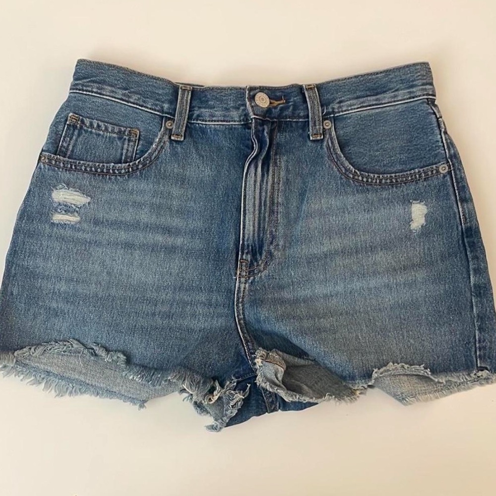 Uniqlo High-waisted Denim Blue Women's Shorts